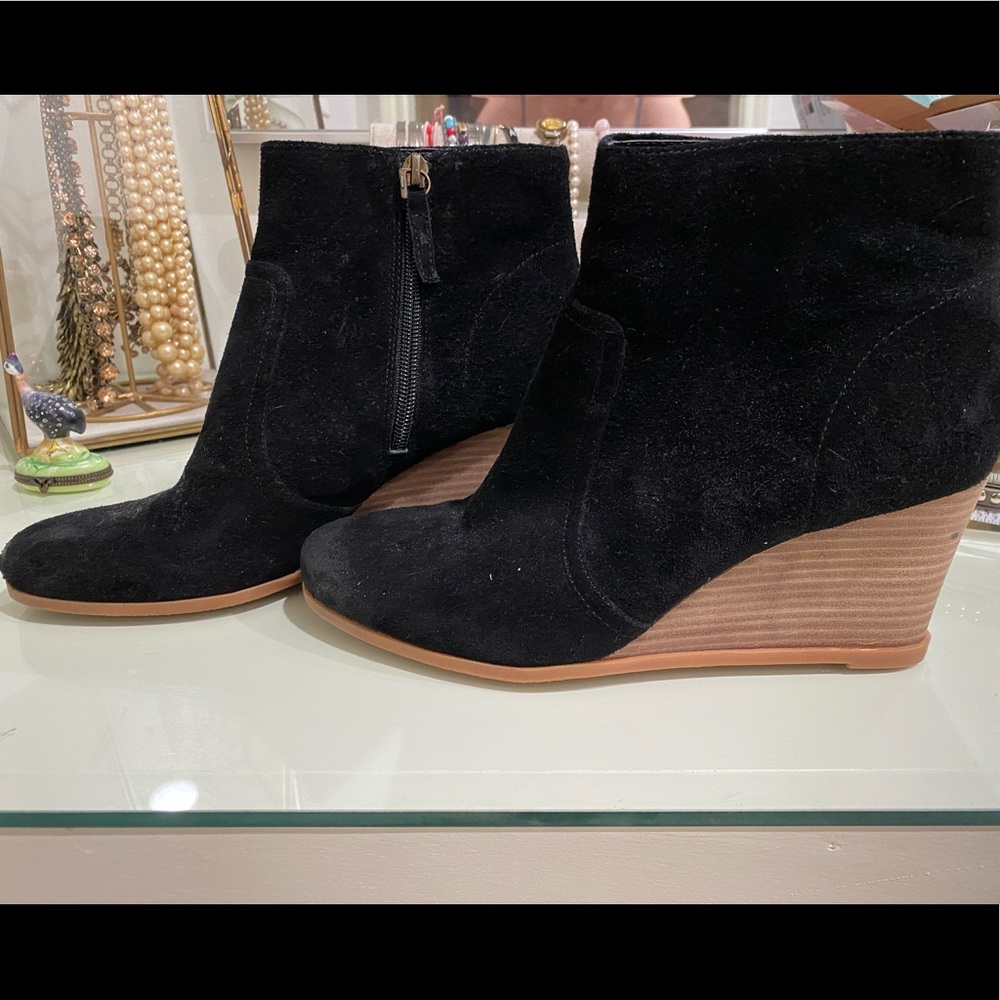 BP wedge booties!  Black suede!